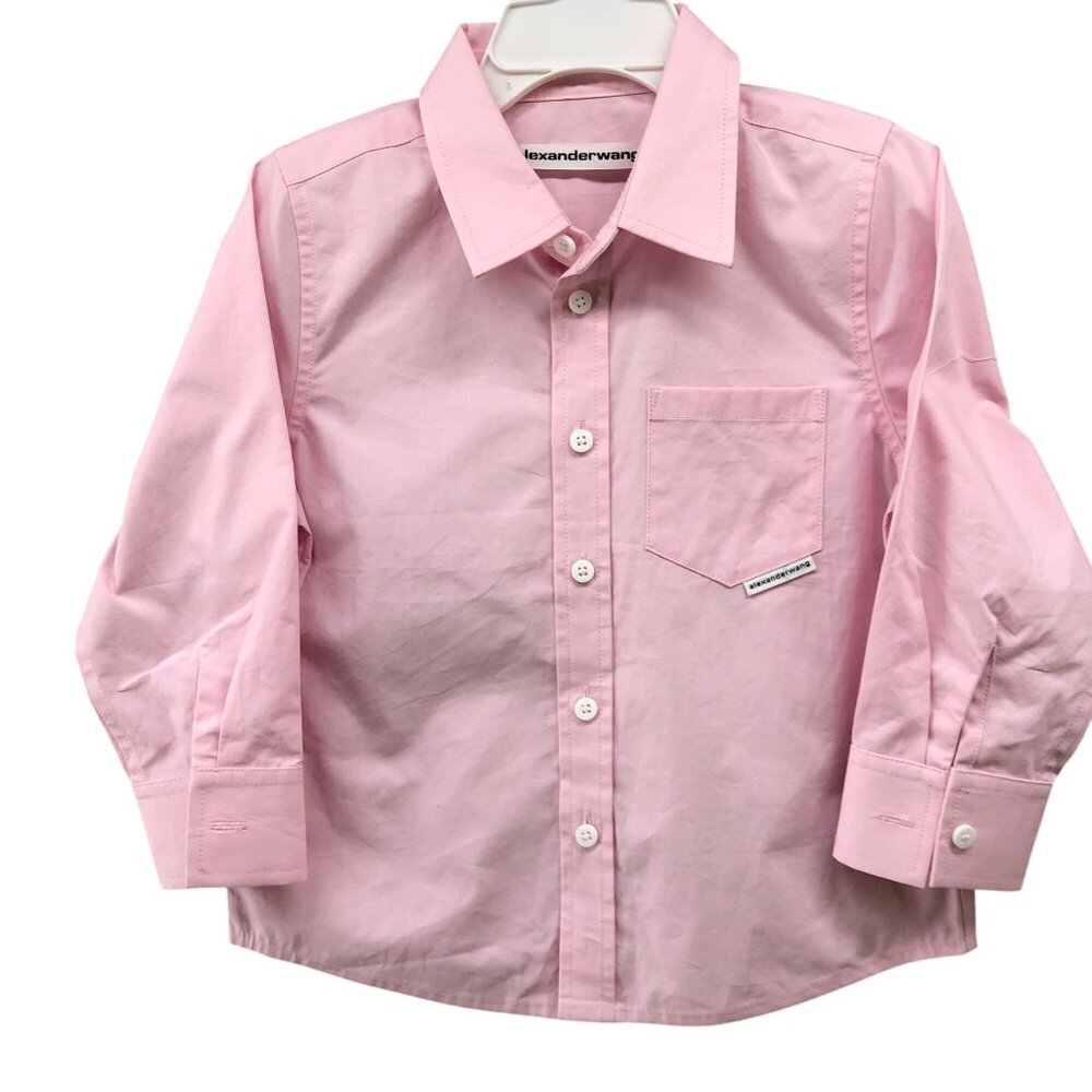 Alexander Wang Boys 4T Long Sleeve Button Up Dress Shirt Pink Cotton